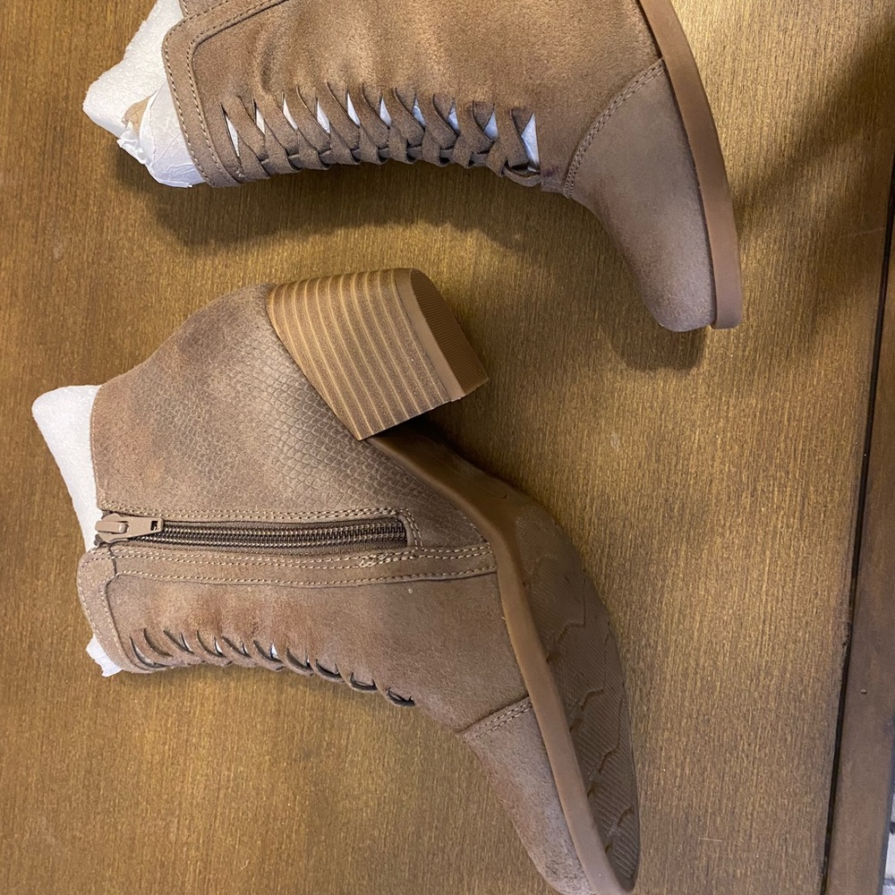 Brown laser cut booties